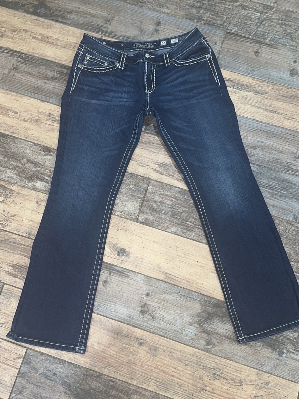 Miss Me Bootcut Jeans with Contrast Stitching